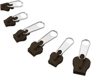 Zipper Fixers (Brown) - 6-Piece Set for Instant Repair