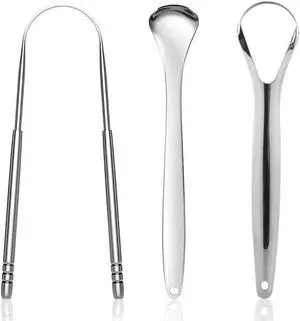 As Seen On TV Tongue Scraper - 4 Piece Kit - (Silver)