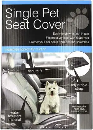 Kole Single Water-Resistant - Pet Seat Cover - Black - 45" x  21.5"