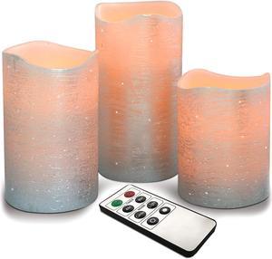 Silver LED Flameless Candle Set with Perfect Flickering Warm White Glow