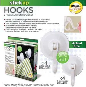 Ideas in Motion 8 Piece Stick Up Suction Hook Set