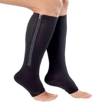 Compression Zipper Socks, Black- Small