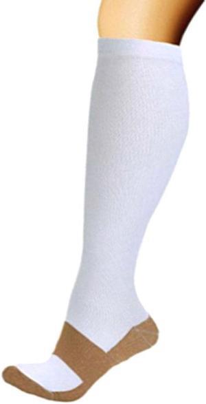 Miracle Copper Compression Socks - Large/Extra Large in White