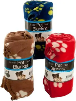Soft Fleece Paw Print Pet Blanket - 39" x 55" - Assorted Colors -Single Blanket