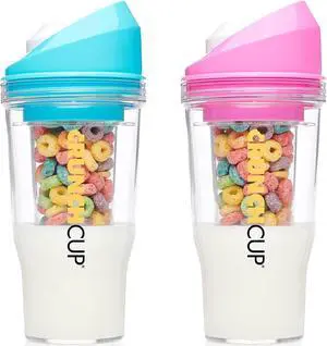 The CrunchCup XL - A Portable Cereal Cup  -  Pink & Blue