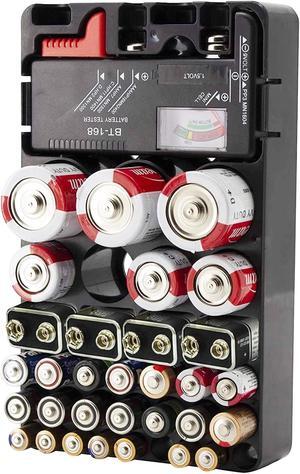 Battery Organizer & Tester With Battery Slots Cell Batteries