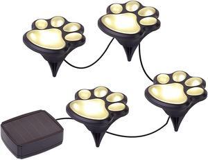 LED SOLAR PAW PRINT LIGHTS- SET OF 4