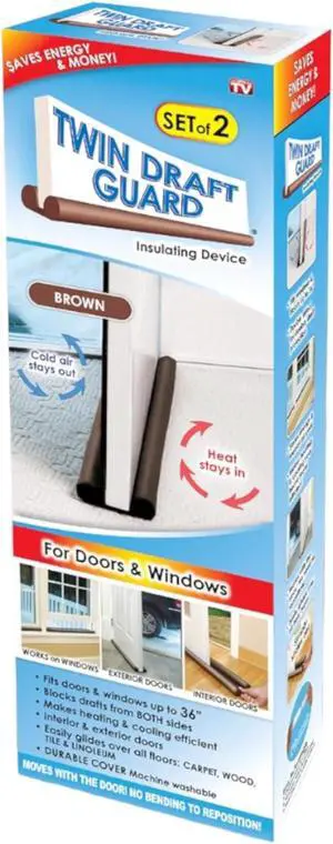 Twin Draft Guard for Doors & Windows - Brown- Set of 2
