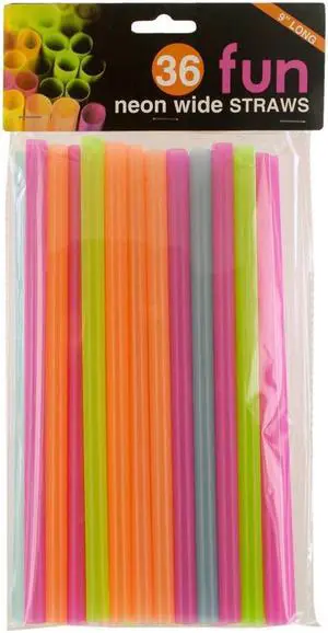 Neon Wide Fun Straws (36 ct)