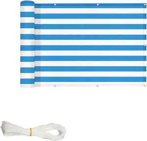 Ideaworks Deck & Fence Privacy Screen- Blue and White Stripes