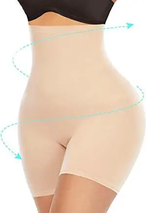 Comfia Shapewear Shorts - Seamless Comfort and Slimming Support (Large, Beige)