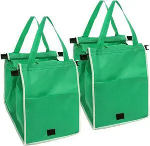 Organize Your Shopping: 2-Pack Reusable Grocery Bags with Cart Clips