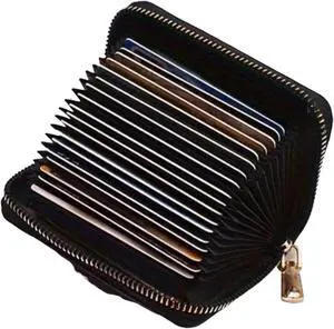 Minimalist Zip Around Wallet, Black - Holds up to 20 Cards
