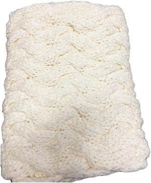 The Twist Infinity Twist Cable Knit Scarf (Ivory)