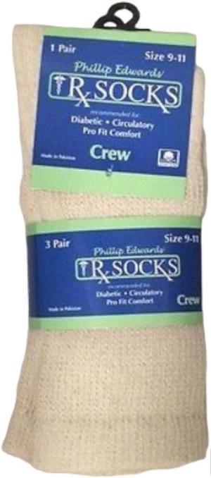 Phillips Edward Diabetic Crew Socks , Cream -Size 10-13