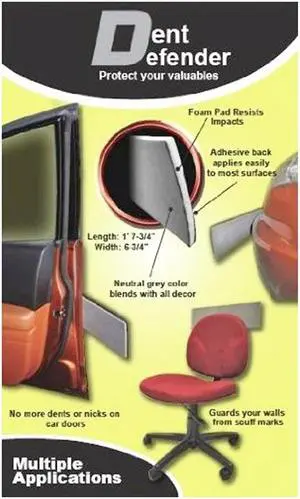 Dent Defender Foam Pads Protector and Guard Resists Impacts for Car Doors - Grey