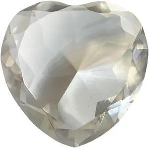 Glass Diamond Heart Jewel Paperweight- Clear (80mm)