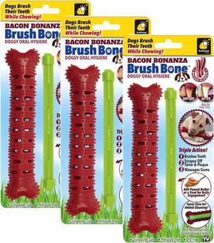 BrushBone - Dog Toothbrush Bone - Bacon Bonanza - Three Pack