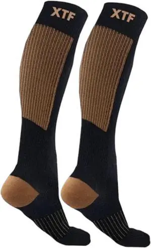 Copper Flux Anti-Fatigue Knee-High Compression Socks - Black - L/XL
