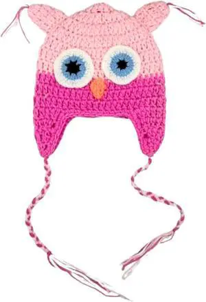 Crochet Owl Hat - Pink