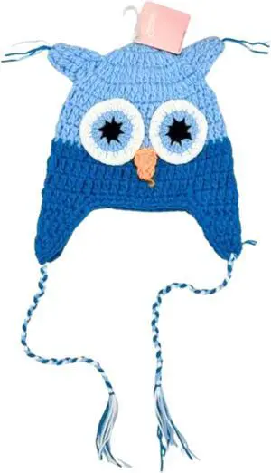 Crochet Owl Hat - Blue