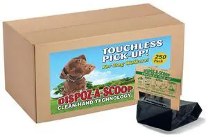 HealthPro Dispoz-A-Scoop No Touch Mess Odor Sanitary Dog Poop Scoopers 250 Pack