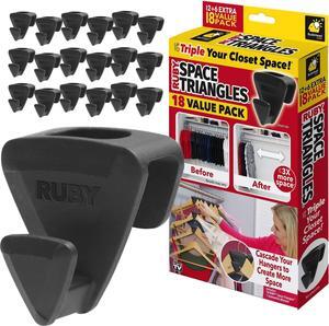 Ruby Space Triangles, 18-Pc Hanger Hooks, Black