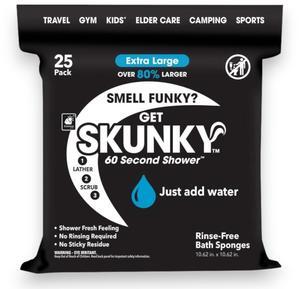 Skunky XL No-Rinse Bathing Wipes  Fast & Easy Shower-Free Cleaning, 25 Count