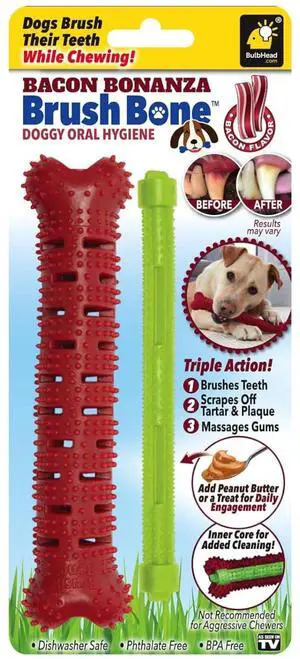 BrushBone - Dog Toothbrush Bone - Bacon Bonanza