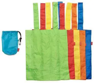 5-Pack Colorful Reusable Shopping Bags with Carry Pouch & Carabiner