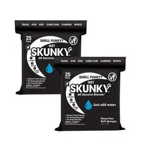 Skunky No-Rinse Bathing Wipes  Fast & Easy Shower-Free Cleaning, 50 Count