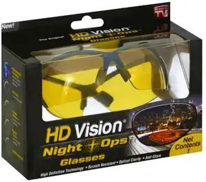 HD Vision Night Ops Lenses Sunglasses- Unisex- Adult- Black