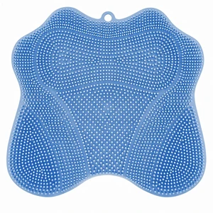 Dual-Purpose Silicone Shower Foot & Back Scrubber Mat, Blue Dual-Purpose Silicone Shower Foot & Back Scrubber Mat, Blue
