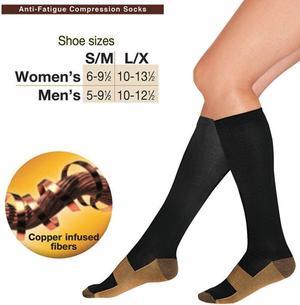 As Seen On TV Copper-Infused Socks - Black, Small/Medium for Foot Relief
