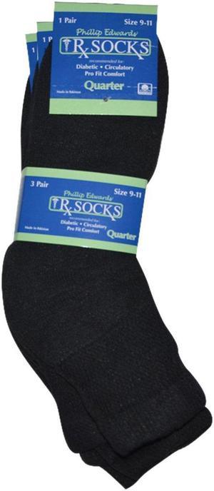 Phillips Edward Diabetic Crew Socks, Black - Size 10-13