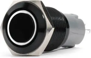 RS-B19MM-LEDW - 19mm Flush Mount Pre-Wired LED 2-Position On/Off Switch (White) (Each) - Black Finish