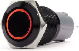 RS-B19MM-LEDR - 19mm Flush Mount Pre-Wired LED 2-Position On/Off Switch (Red) (Each) - Black Finish