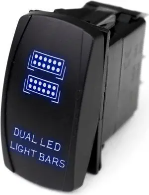 RSLJ35B - LED Rocker Switch w/ Blue LED Radiance (Dual LED Light Bar)