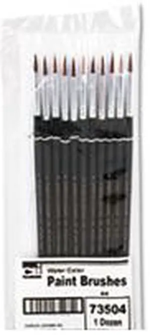 Artist Brush, Size 4, Camel Hair, Round, 12/Pack