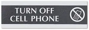 Headline Sign Century Series Office Sign TURN OFF CELL PHONE 9 x 3 4759
