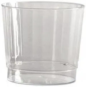 WNA Classic Crystal Plastic Rocks Tumblers 9 oz. Clear Fluted Squat 12/Pack CCR9240