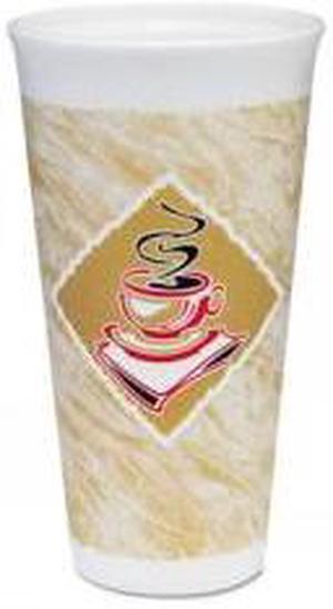 Dart 20X16G Foam Hot/Cold Cups, 20 oz., Café G Design, White/Brown with Red Accents, 500/Carton, 1 Carton