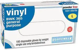 Boardwalk General Purpose Vinyl Gloves Clear Large 2.6 mil 100/Box 365LBX