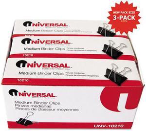 Medium Binder Clips, Steel Wire, 5/8" Cap., 1-1/4" Wide, Black/Silver,