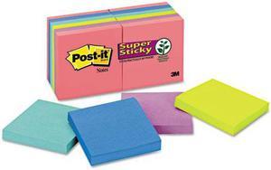 Post-it Pads in Rio de Janeiro Colors 3 x 3 90-Sheet 12/Pack 65412SSUC