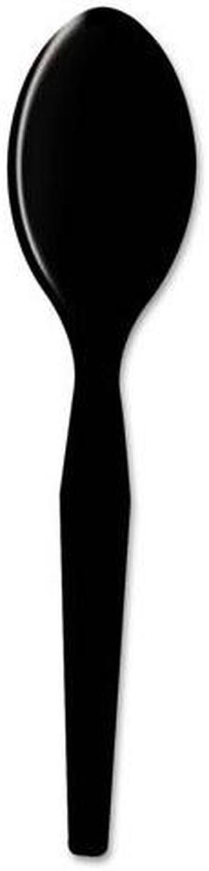 Plastic Cutlery, Heavy Mediumweight Teaspoons, Black, 1000/Carton