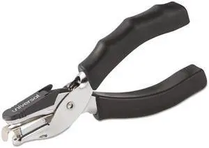 Universal Eight-Sheet Handheld 1/4" Hole Punch Metal with Rubber Grip Black
