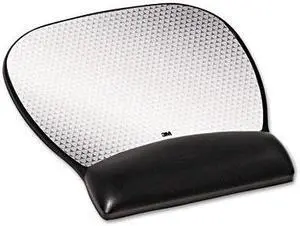 3M Precise Vertex Mouse Pad with Gel Wrist Rest Non-Skid Base Black/Silver 6/Carton (MW310LEVS)