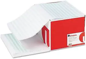 Green Bar Computer Paper, 20lb, 14-7/8 x 11, Perforated Margins, 2400