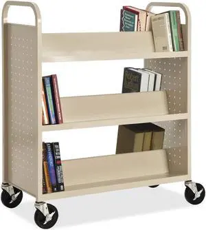 Lorell Double-sided Book Cart Slanted 6-shelf 39"x19"x46" Putty 49202 Lorell Double-sided Book Cart Slanted 6-shelf 39"x19"x46" Putty 49202
